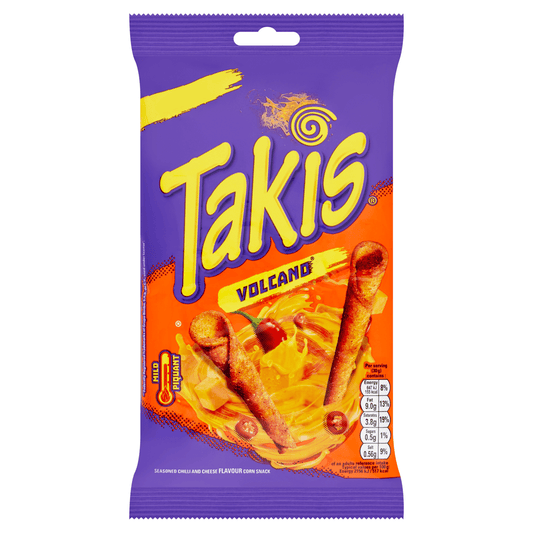 Takis Volcano Seasoned Chilli and Cheese Flavour Corn Snack 100g - UK Food & Drink - 5018297011680