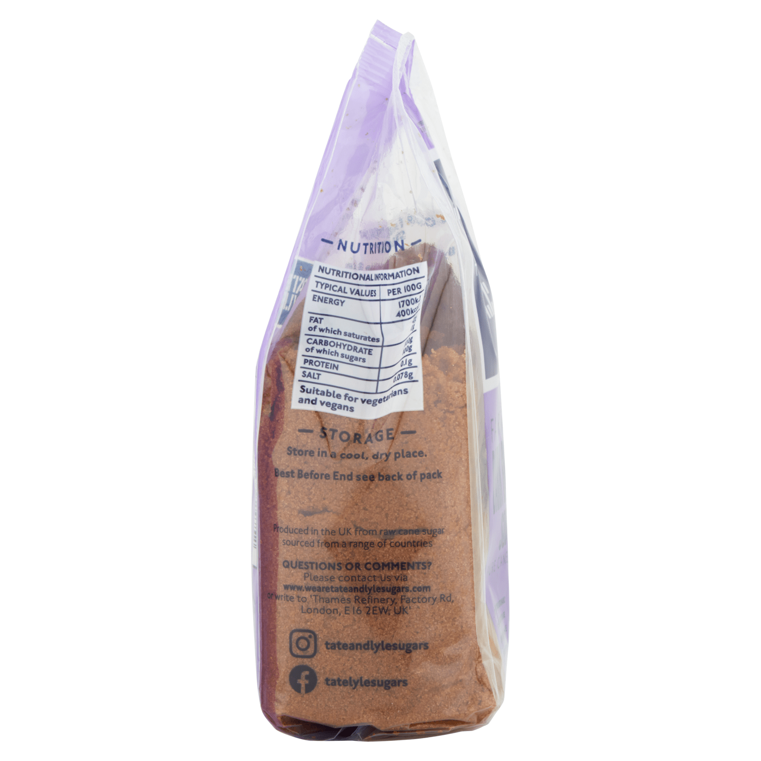 Tate & Lyle Fairtrade Dark Brown Soft Pure Cane Sugar 500g - UK Food & Drink - 5010115924752
