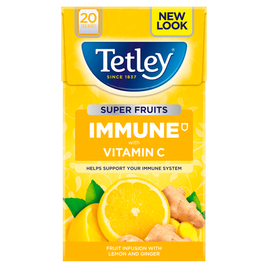 Tetley Super Fruits Immune Lemon & Ginger Tea Bags x20 - UK Food & Drink - 5000208082995