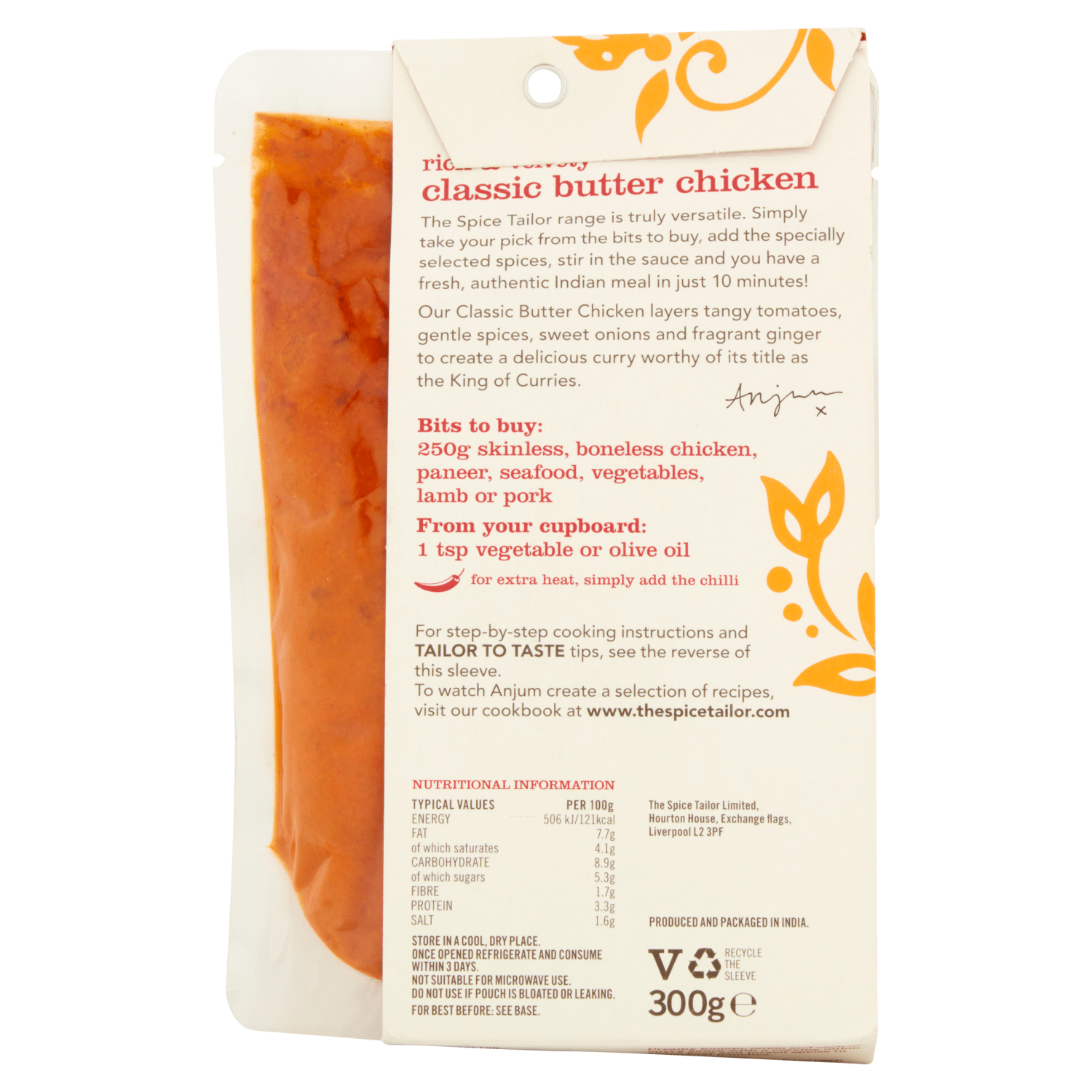 The Spice Tailor Classic Butter Chicken 300g - UK Food & Drink - 5052675000224