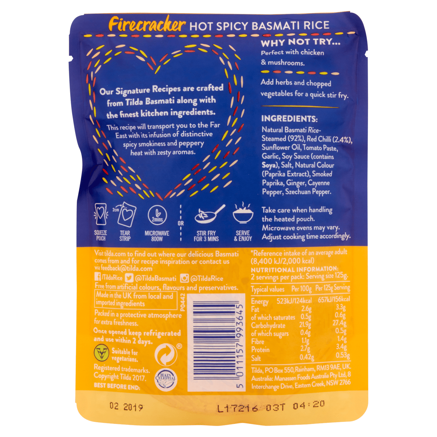 Tilda Microwave Hot Firecracker Basmati Rice 250g - UK Food & Drink - 5011157993645