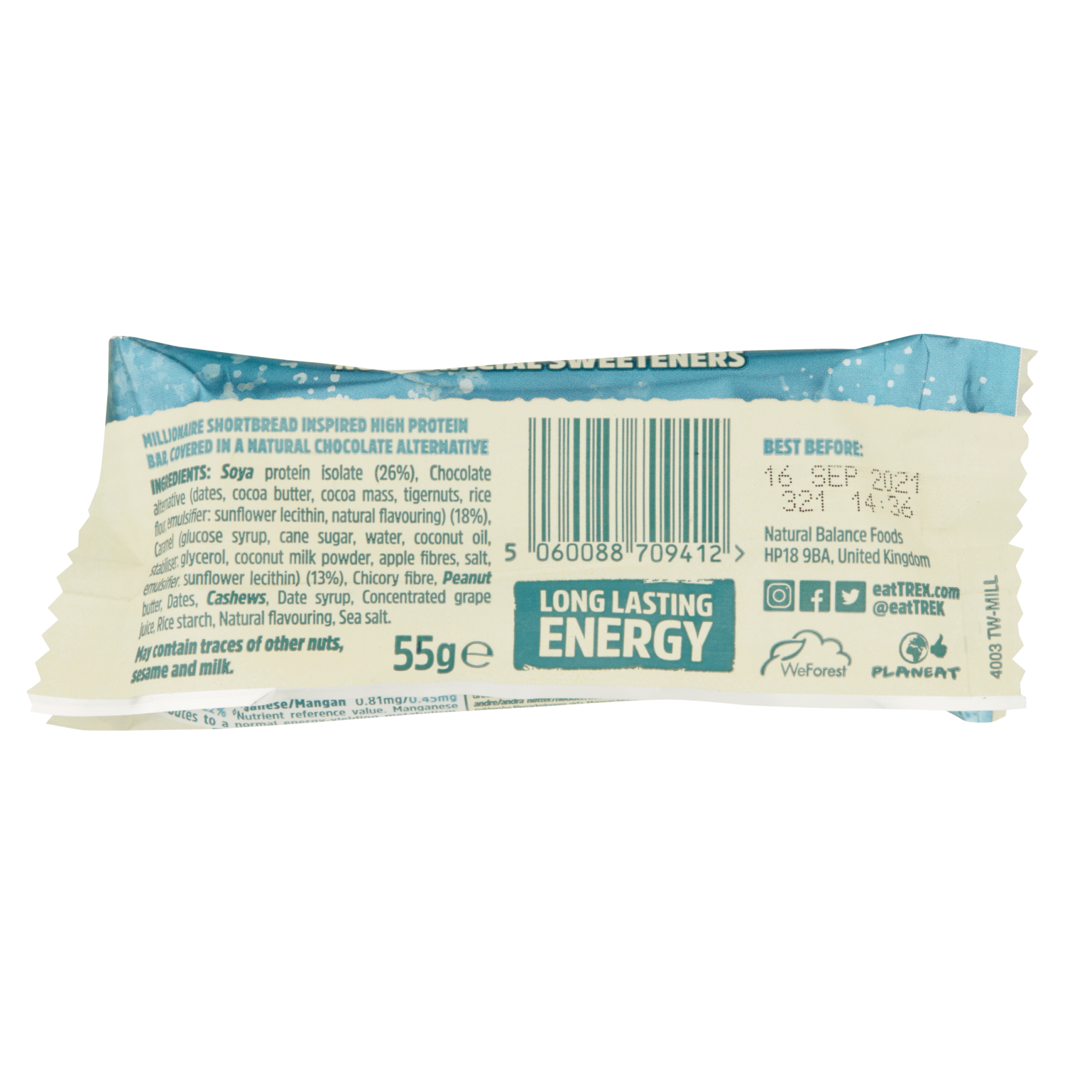 TREK Power Millionaire Shortbread Protein Bar 55g - UK Food & Drink - 5060088709412