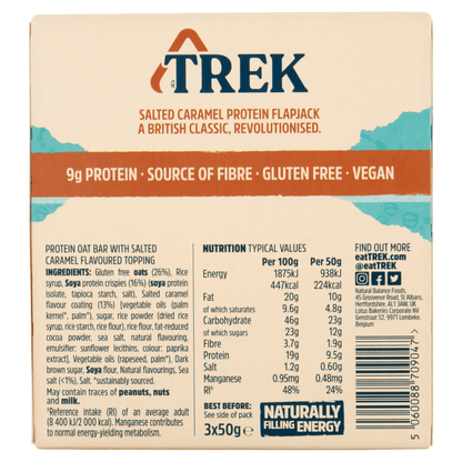 Trek Salted Caramel Protein Flapjacks Bars 3 x 50g - UK Food & Drink - 5060088709047