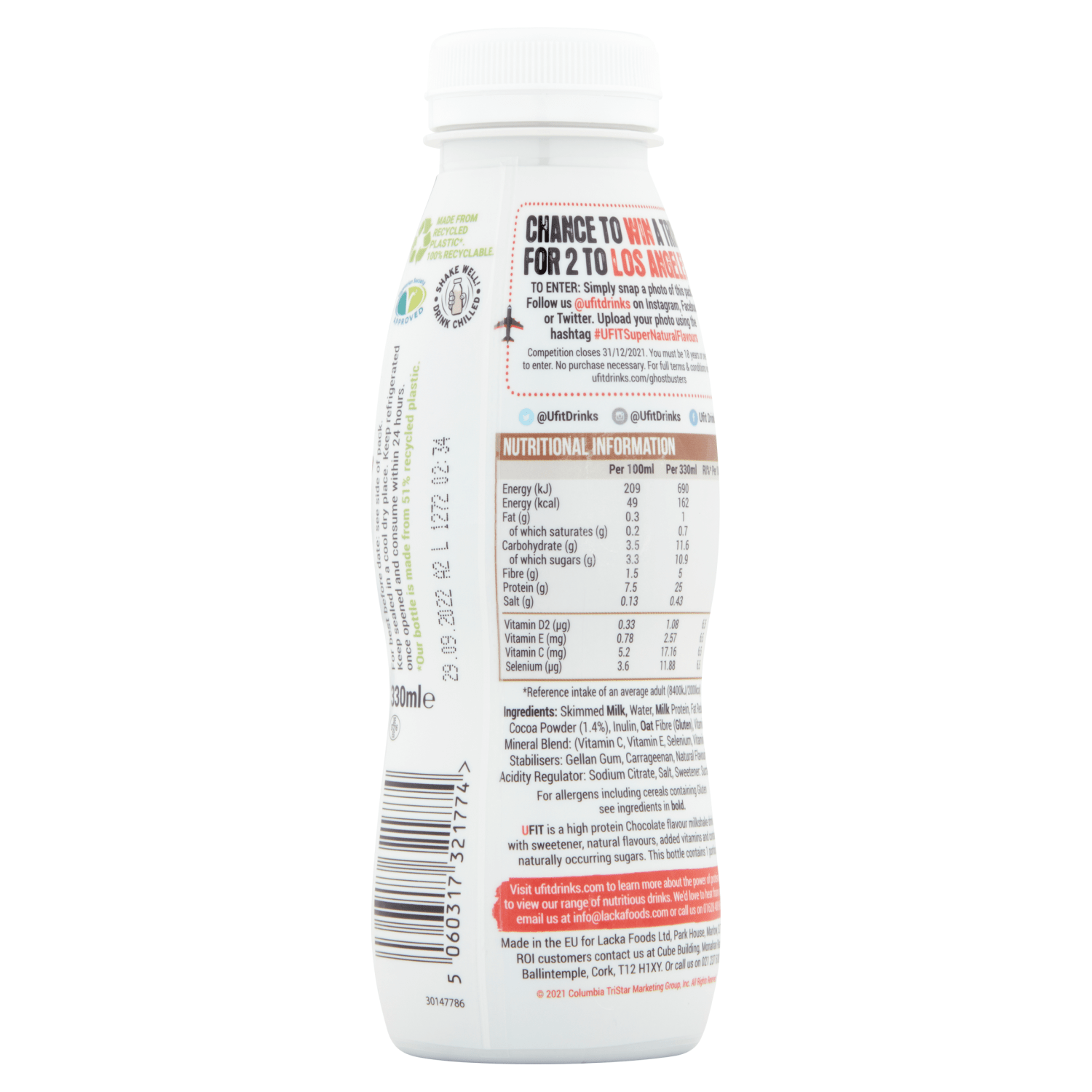 UFIT Chocolate Flavour High Protein Milkshake 330ml - UK Food & Drink - 5060317321774