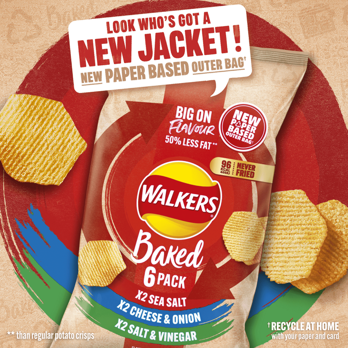 Walkers Baked Flavour Potato Snacks 6 x 22g - UK Food & Drink - 5000328015941