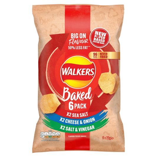 Walkers Baked Flavour Potato Snacks 6 x 22g - UK Food & Drink - 5000328015941