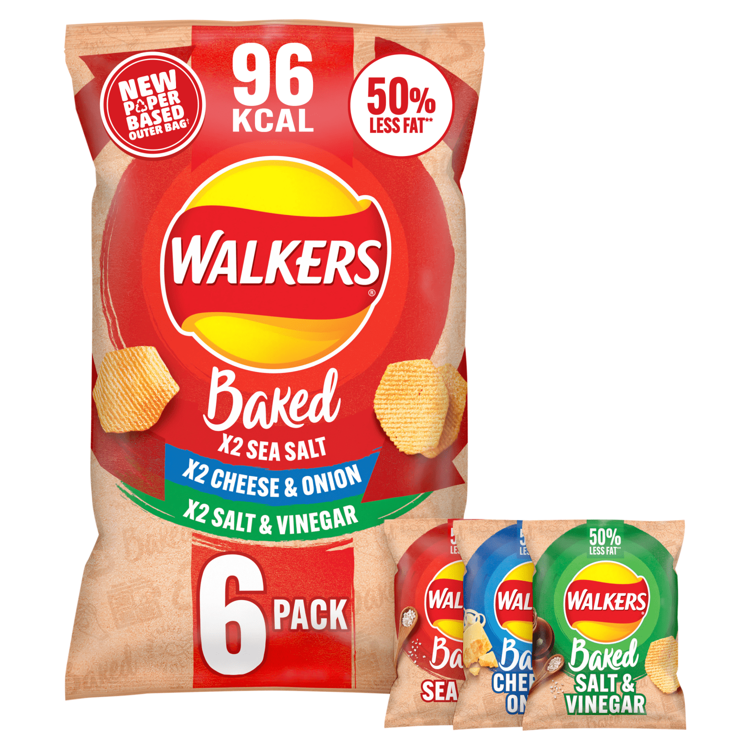 Walkers Baked Flavour Potato Snacks 6 x 22g - UK Food & Drink - 5000328015941