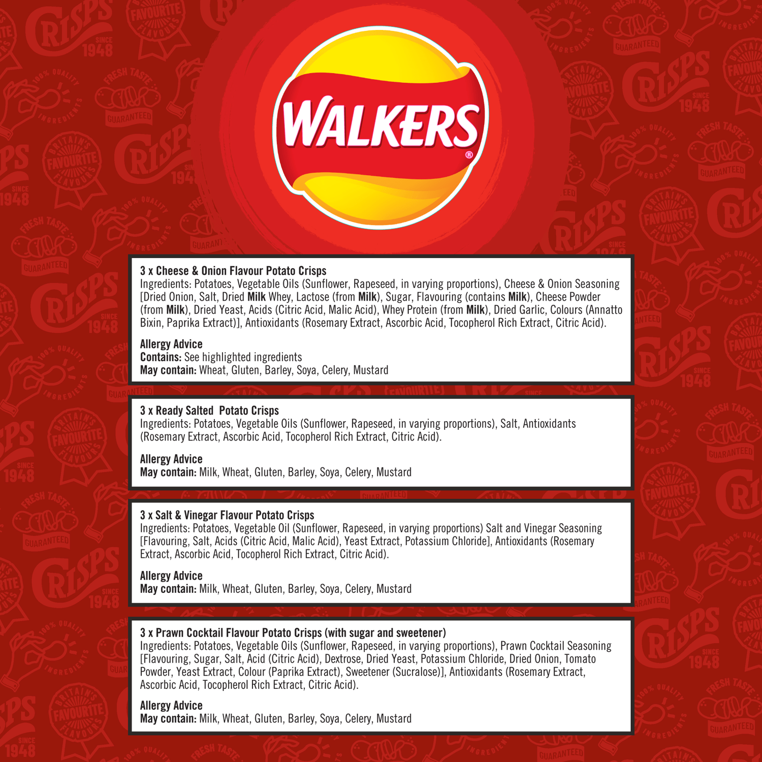 Walkers Classic Pack 12 x 25g - UK Food & Drink - 5000328992594