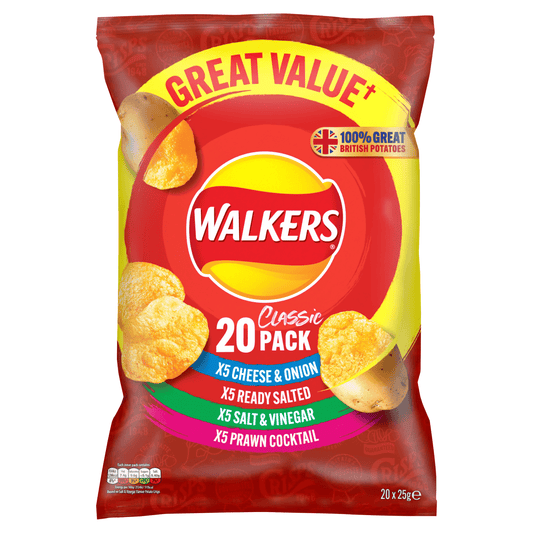 Walkers Classic Pack 20 x 25g - UK Food & Drink - 5000328020006
