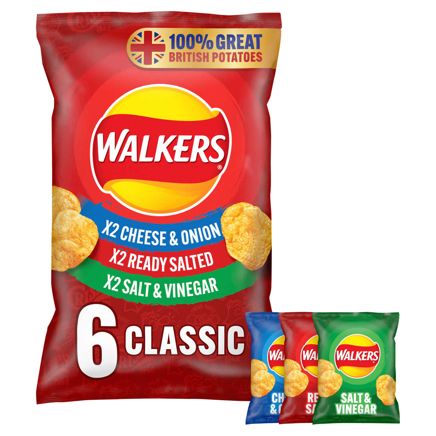 Walkers Classic Variety Multipack Crisps 6x25g - UK Food & Drink - 5000328376165