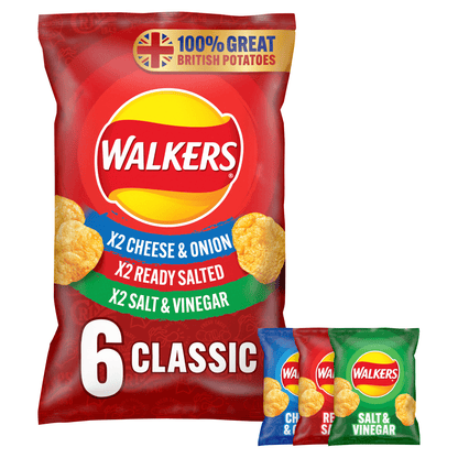 Walkers Classic Variety Multipack Crisps 6x25g - UK Food & Drink - 5000328376165