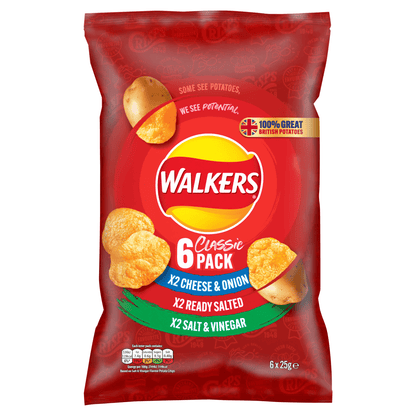 Walkers Classic Variety Multipack Crisps 6x25g - UK Food & Drink - 5000328376165