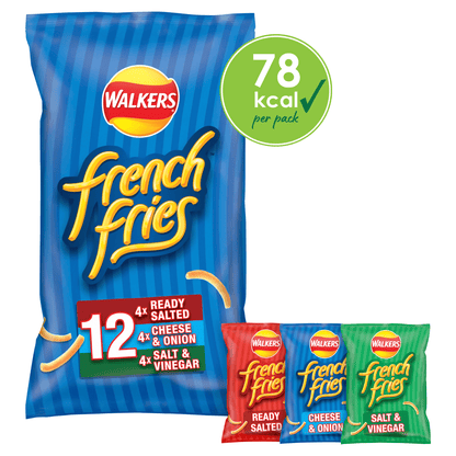 Walkers French Fries Flavour Crispy Potato Snacks 12 x 18g - UK Food & Drink - 5000328542546