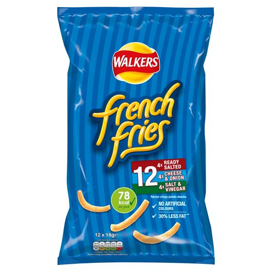 Walkers French Fries Flavour Crispy Potato Snacks 12 x 18g - UK Food & Drink - 5000328542546