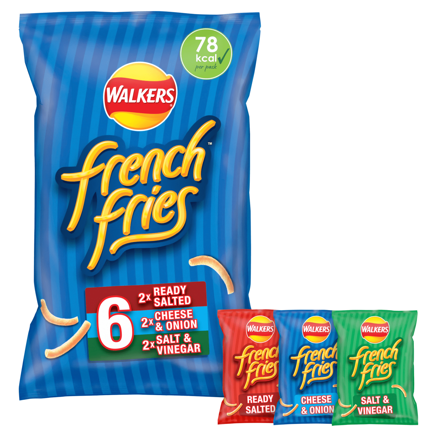 Walkers French Fries Flavour Crispy Potato Snacks 6 x 18g - UK Food & Drink - 5012005290107