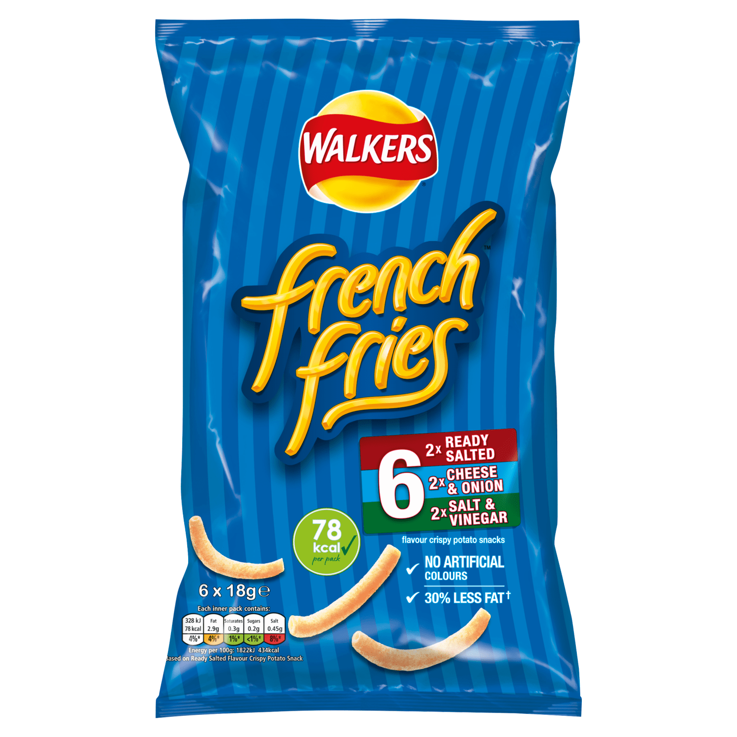Walkers French Fries Flavour Crispy Potato Snacks 6 x 18g - UK Food & Drink - 5012005290107