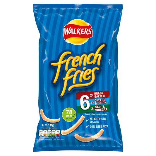 Walkers French Fries Flavour Crispy Potato Snacks 6 x 18g - UK Food & Drink - 5012005290107