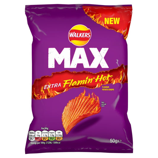 Walkers Max Flamin Hot 50G - UK Food & Drink - 5000328031156