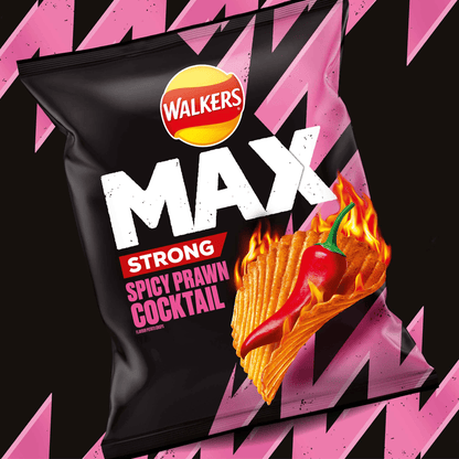 Walkers Max Strong Spicy Prawn Cocktail Grab Bag Crisps 50g - UK Food & Drink - 5000328015460