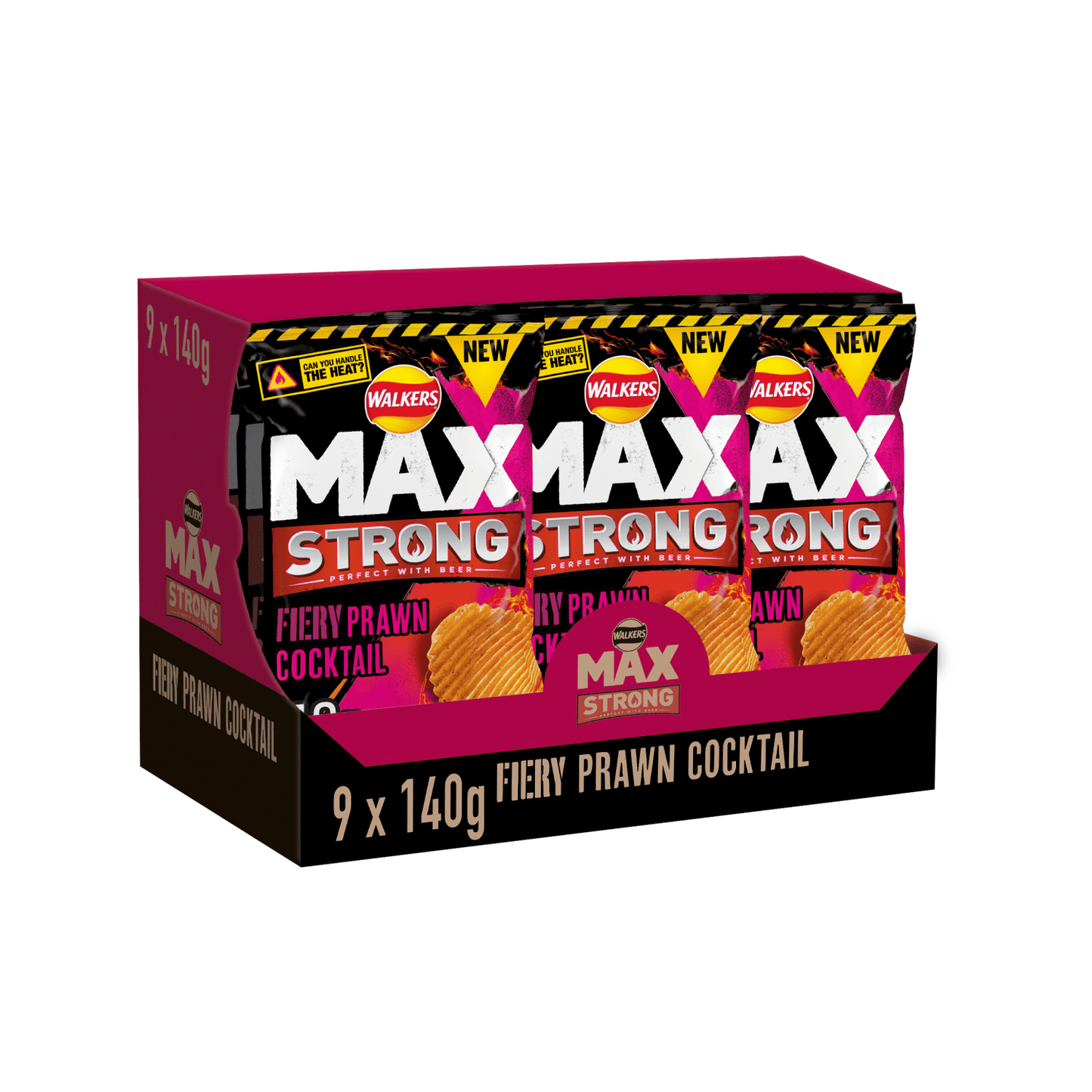 Walkers Max Strong Spicy Prawn Cocktail Sharing Crisps 140g - UK Food & Drink - 5000328015347