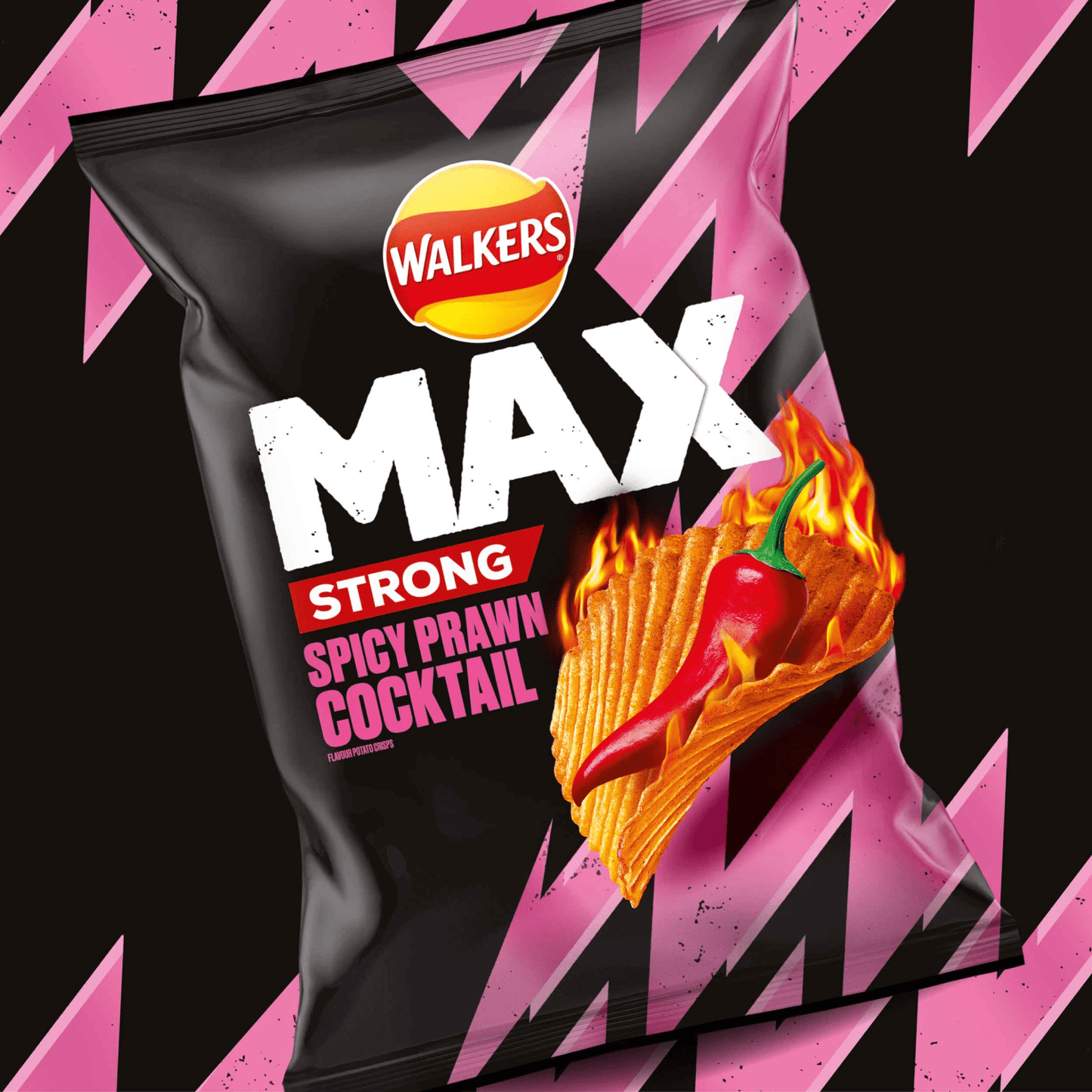 Walkers Max Strong Spicy Prawn Cocktail Sharing Crisps 140g - UK Food & Drink - 5000328015347