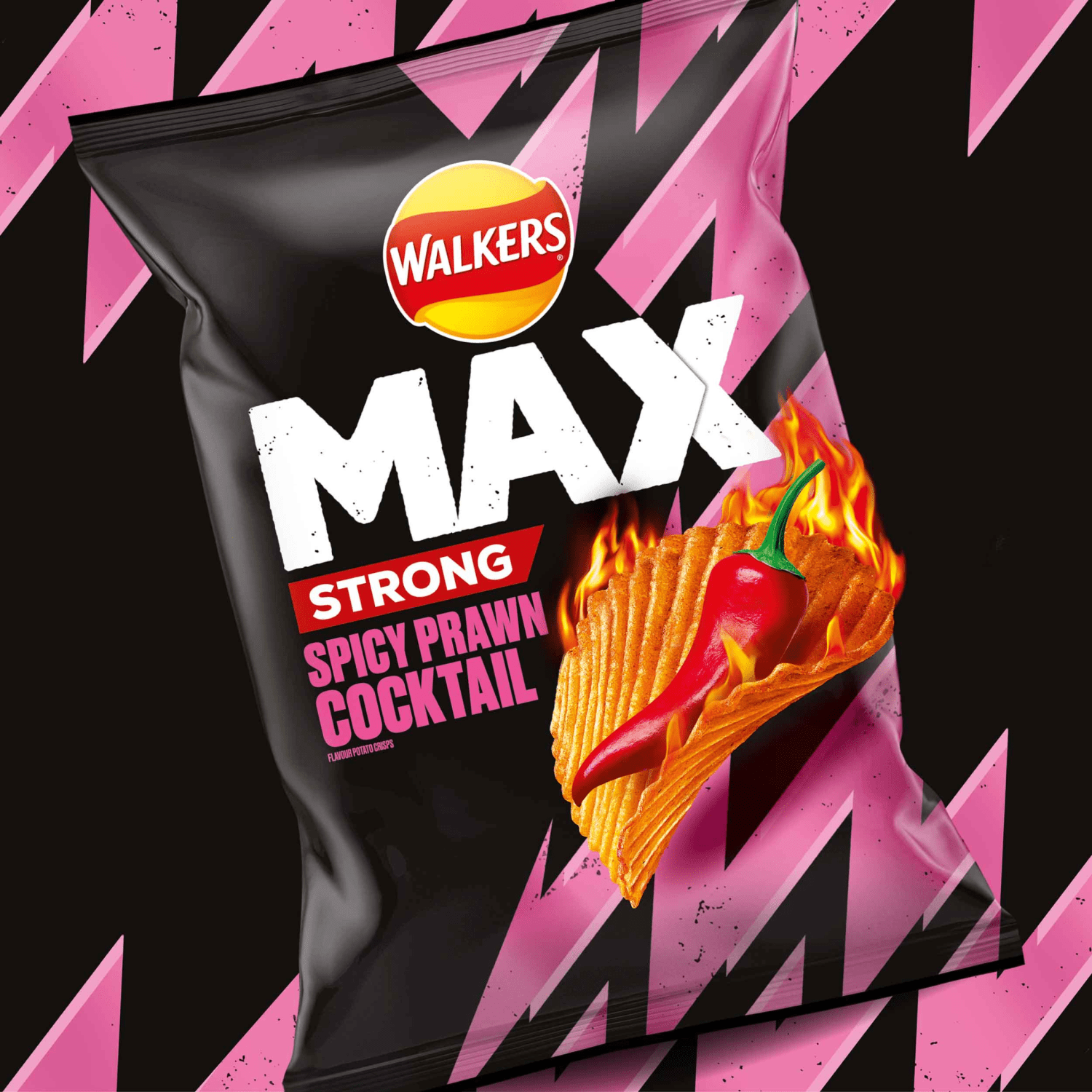 Walkers Max Strong Spicy Prawn Cocktail Sharing Crisps 140g - UK Food & Drink - 5000328015347