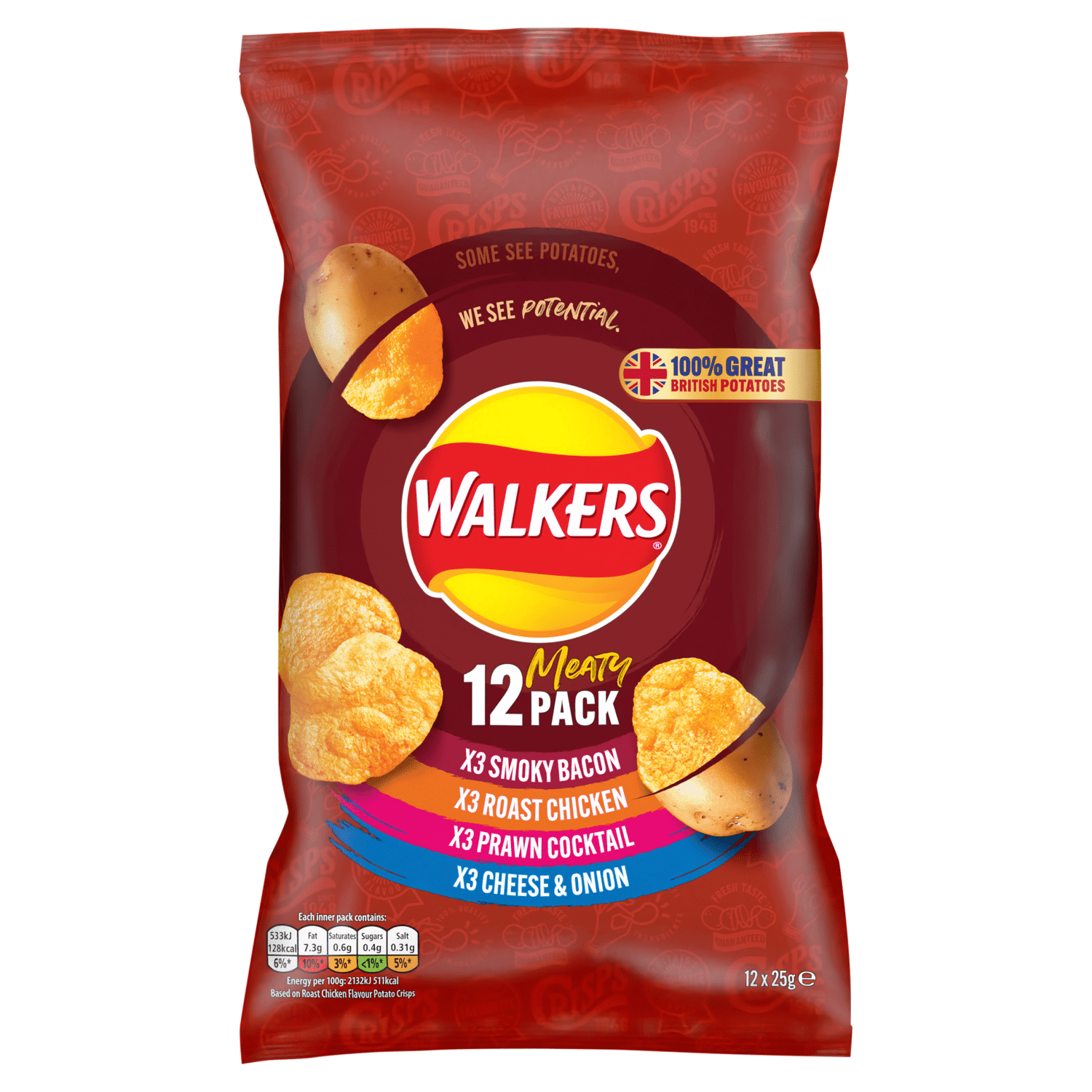 Walkers Meaty Pack 12 x 25g - UK Food & Drink - 5000328190976