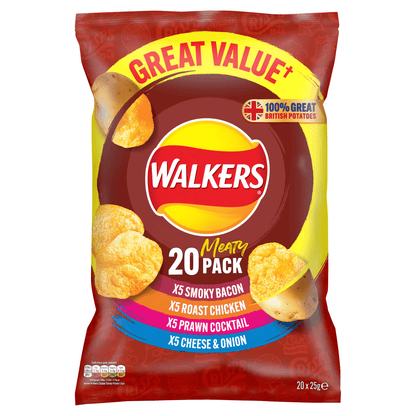 Walkers Meaty Pack 20 x 25g - UK Food & Drink - 5000328019970
