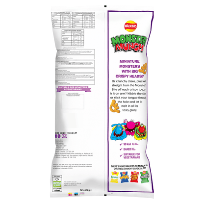 Walkers Monster Munch Flavour Baked Corn Snack 12 x 20g - UK Food & Drink - 5000328014715