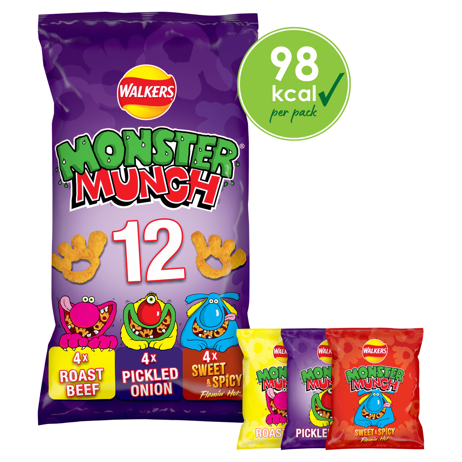 Walkers Monster Munch Flavour Baked Corn Snack 12 x 20g - UK Food & Drink - 5000328014715