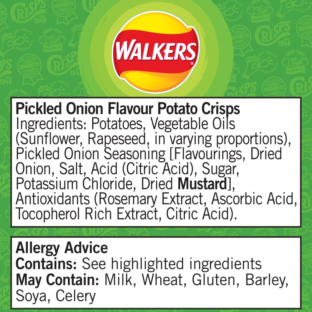 Walkers Pickled Onion 32.5g - UK Food & Drink - 5000328902616