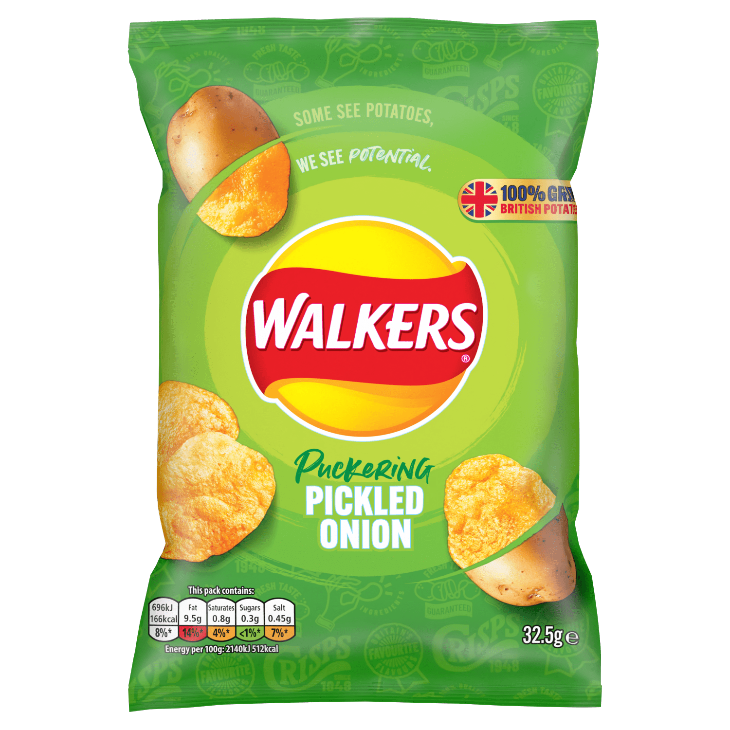Walkers Pickled Onion Crisps 32.5g - UK Food & Drink - 5000328902616