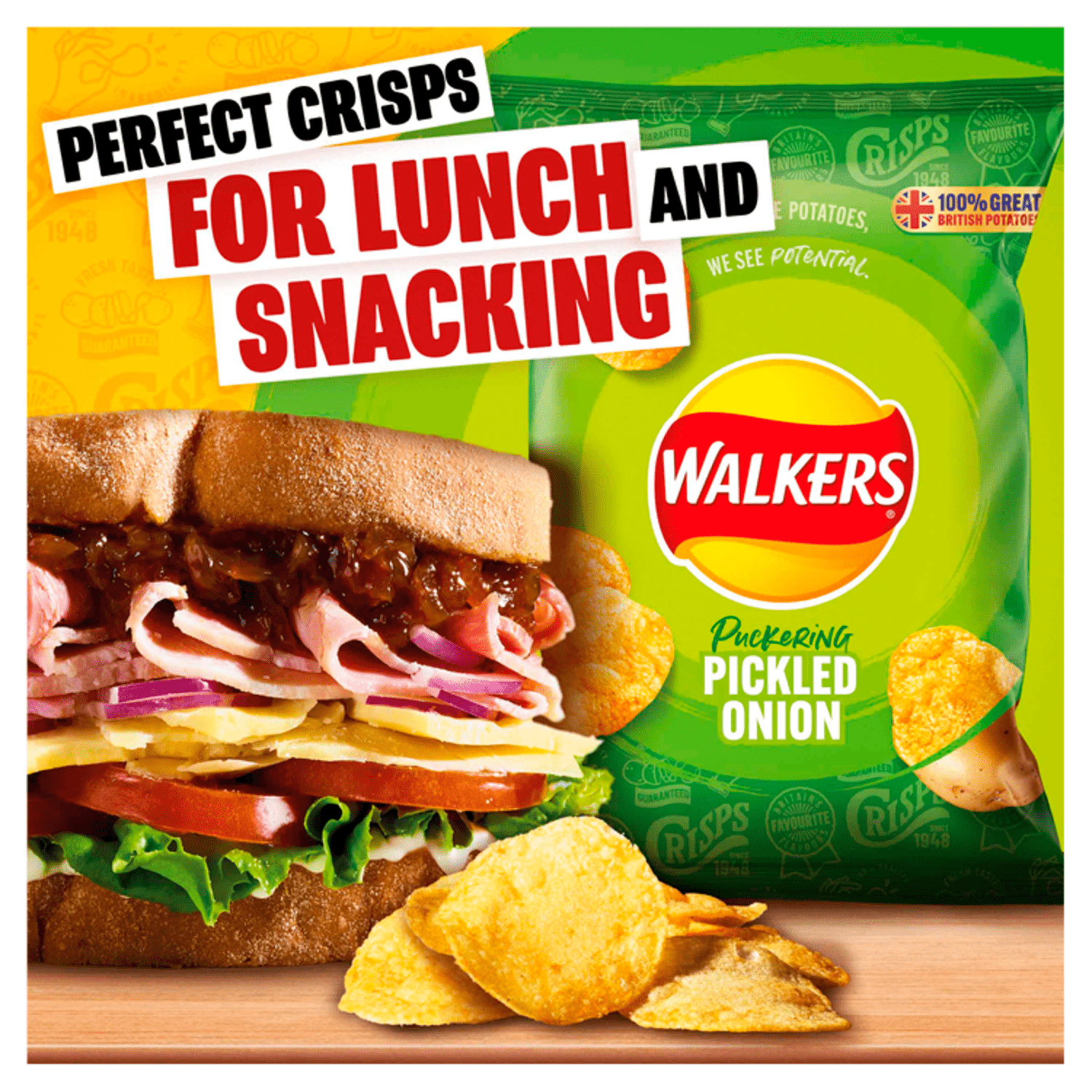 Walkers Pickled Onion Crisps 32.5g - UK Food & Drink - 5000328902616