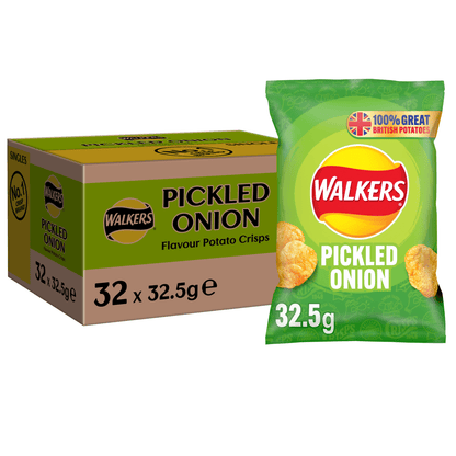 Walkers Pickled Onion Crisps 32.5g - UK Food & Drink - 5000328902616