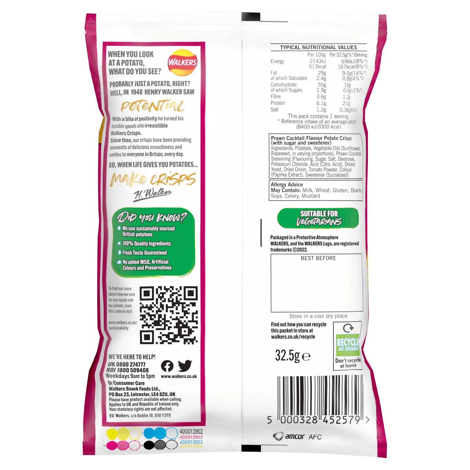 Walkers Prawn Cocktail Crisps 32.5g - UK Food & Drink - 5000328452579