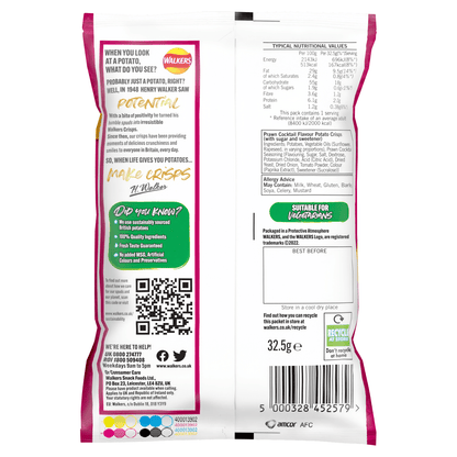 Walkers Prawn Cocktail Crisps 32.5g - UK Food & Drink - 5000328452579