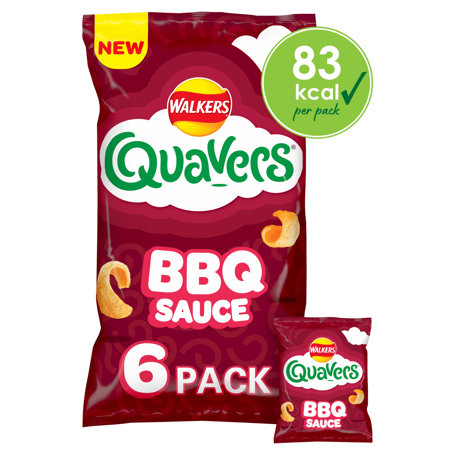 Walkers Quavers BBQ Multipack Snacks Crisps 6x16g - UK Food & Drink - 5000328019123