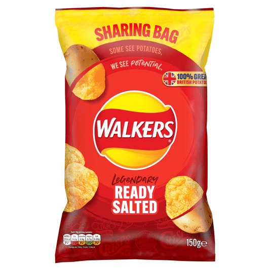 Walkers Ready Salted Sharing Crisps 150g - UK Food & Drink - 5000328013589