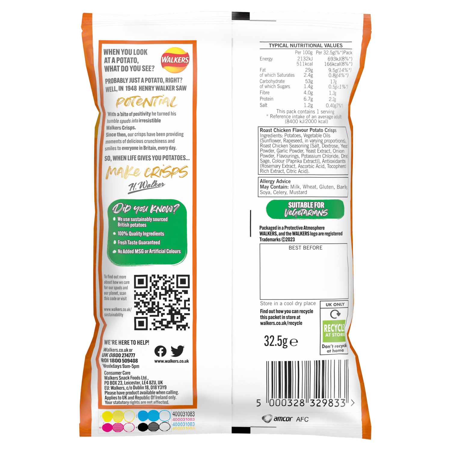 Walkers Roast Chicken Crisps 32.5g - UK Food & Drink - 5000328329833