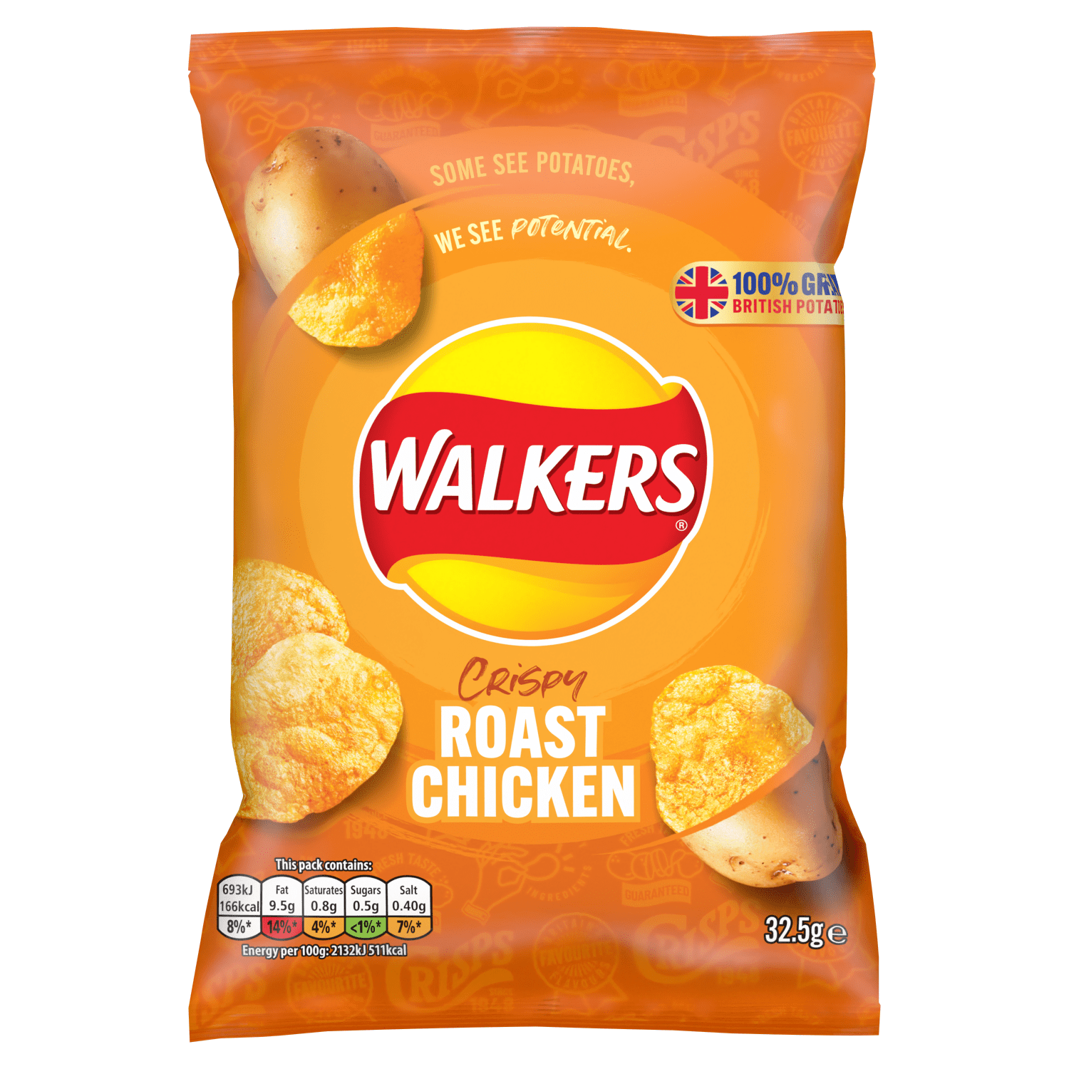 Walkers Roast Chicken Crisps 32.5g - UK Food & Drink - 5000328329833