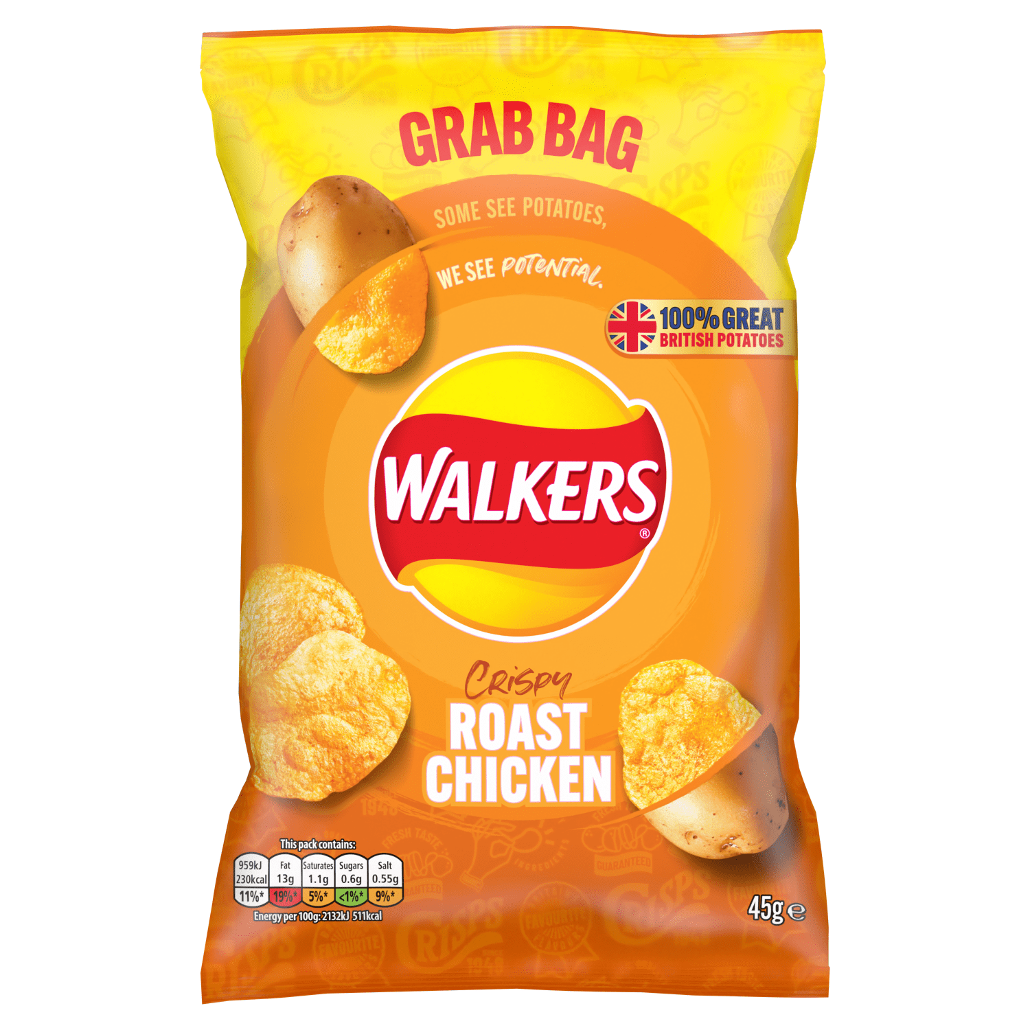 Walkers Roast Chicken Crisps 45g - UK Food & Drink - 5000328270975