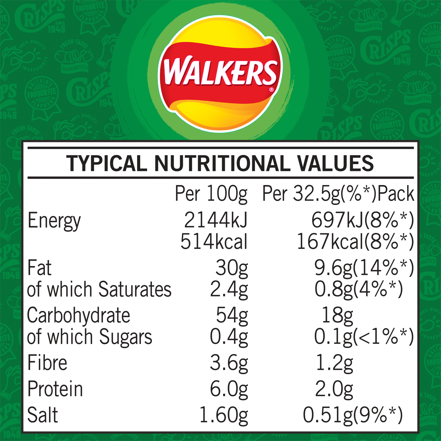 Walkers Salt & Vinegar Crisps 32.5g - UK Food & Drink - 5000328461755