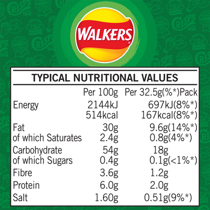 Walkers Salt & Vinegar Crisps 32.5g - UK Food & Drink - 5000328461755