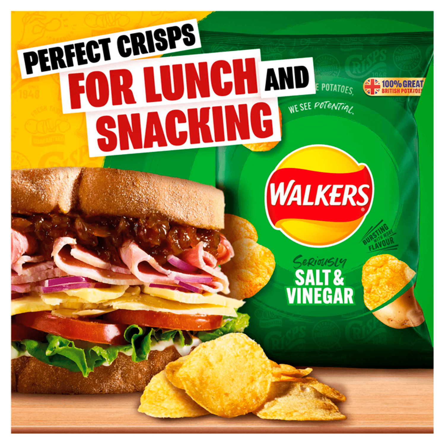 Walkers Salt & Vinegar Crisps 32.5g - UK Food & Drink - 5000328461755