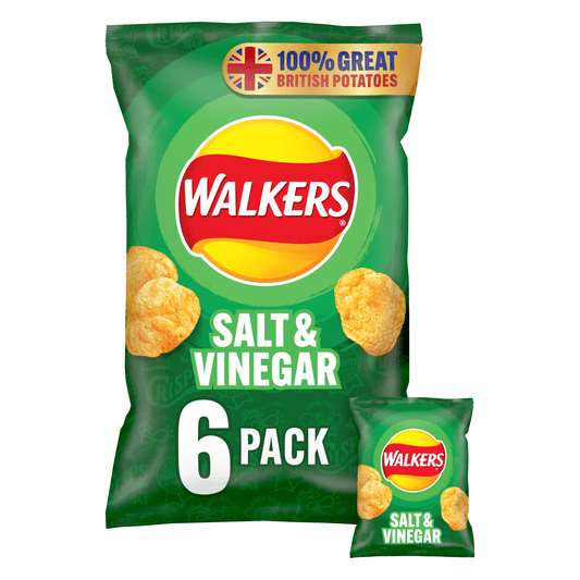 Walkers Salt & Vinegar Multipack Crisps 6x25g - UK Food & Drink - 5000328375618