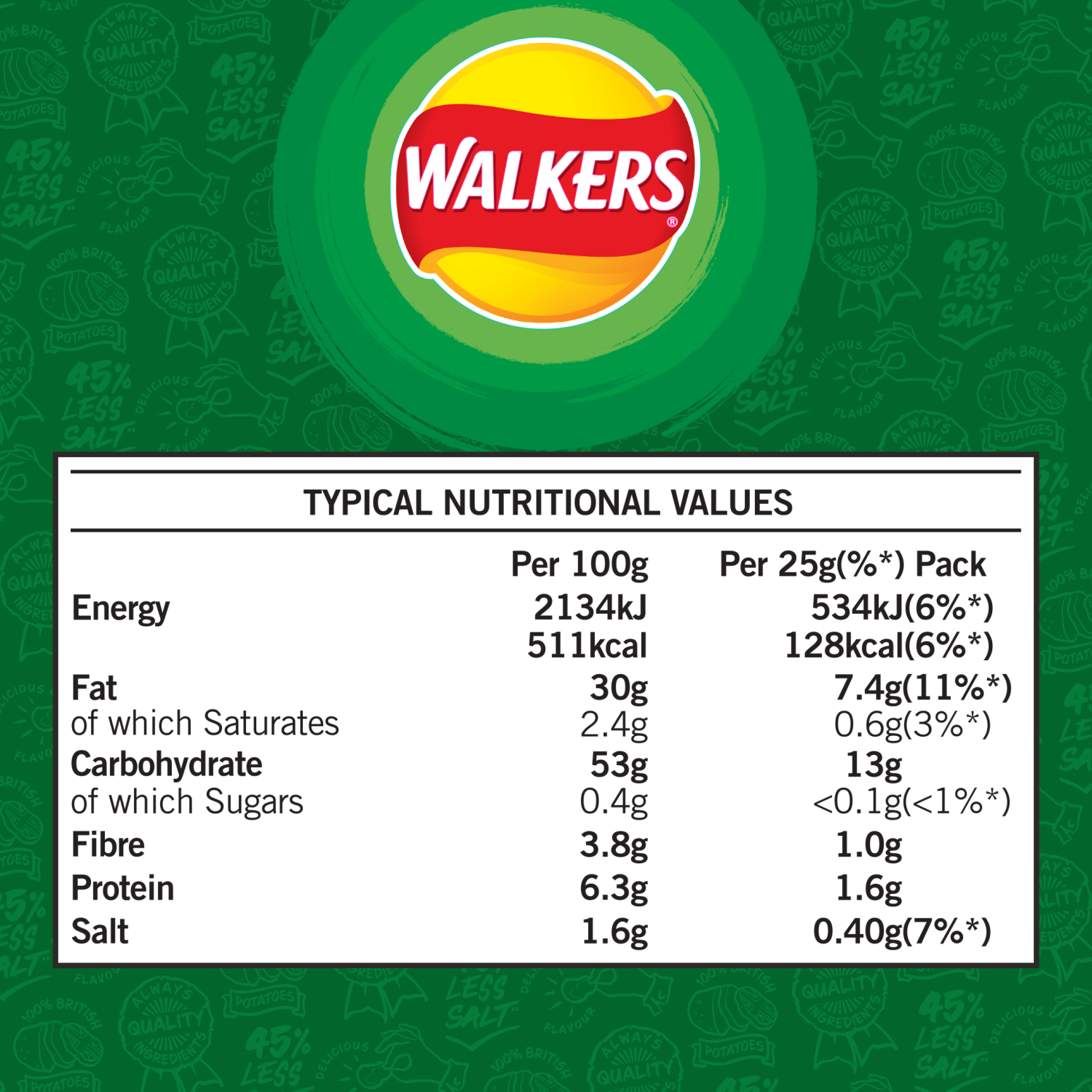 Walkers Salt & Vinegar Multipack Crisps 6x25g - UK Food & Drink - 5000328375618
