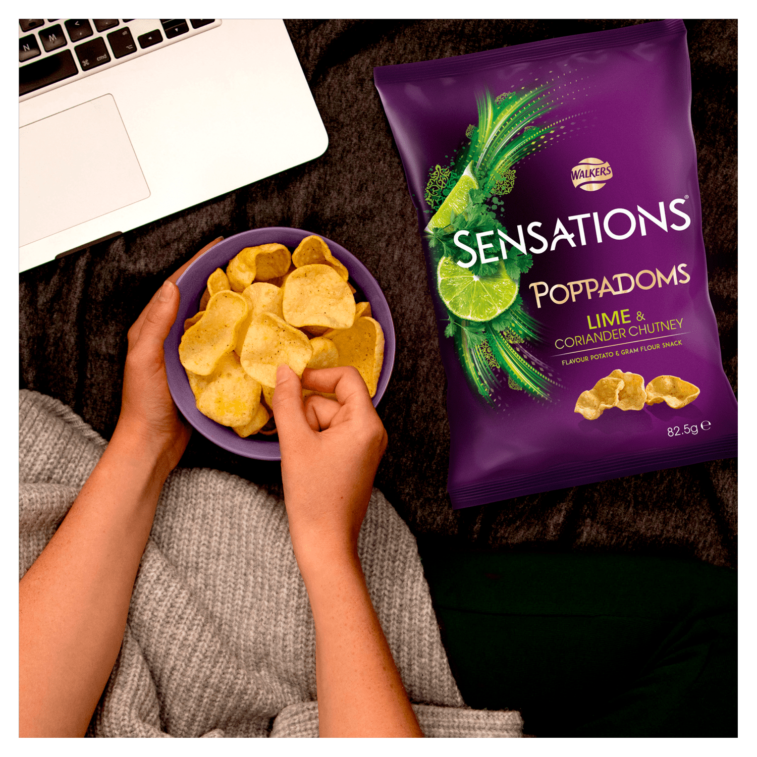 Walkers Sensations Lime & Coriander Chutney Sharing Poppadoms 82.5g - UK Food & Drink - 5000328428581