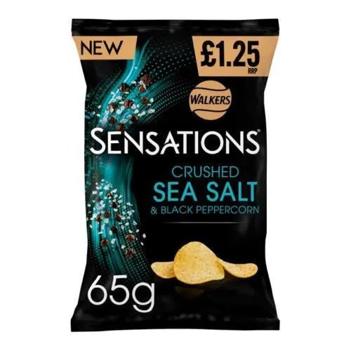 Walkers Sensations Sea Salt And Black Pepper Pm 1.25 65G - UK Food & Drink - 5000328026022