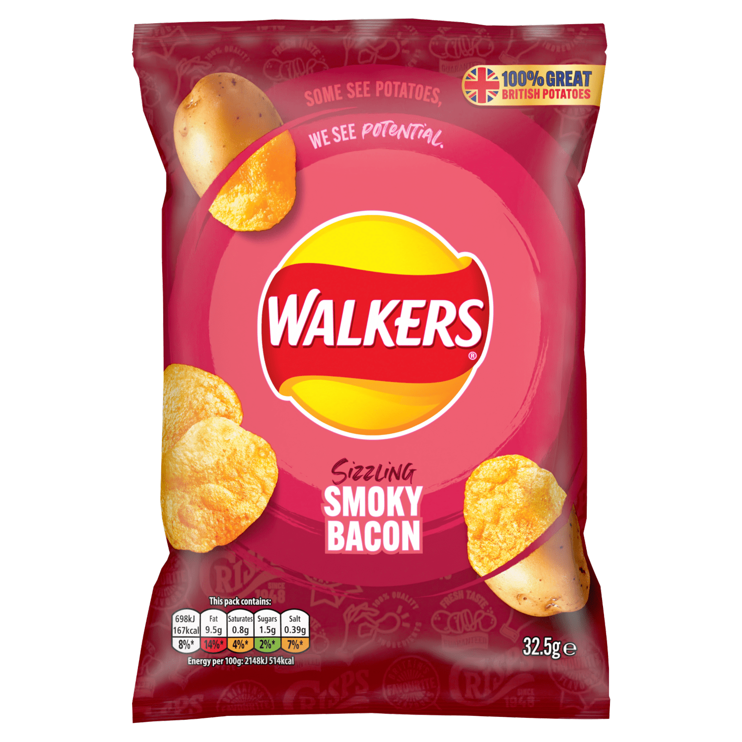 Walkers Smoky Bacon Crisps 32.5g - UK Food & Drink - 5000328338507