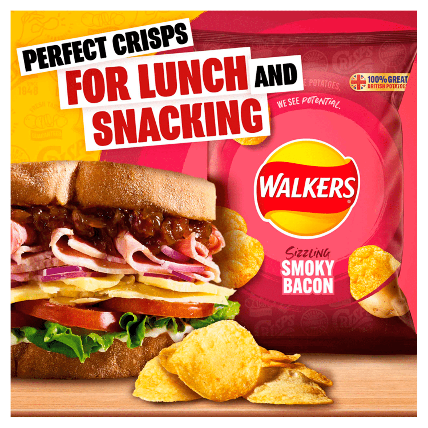 Walkers Smoky Bacon Crisps 32.5g - UK Food & Drink - 5000328338507